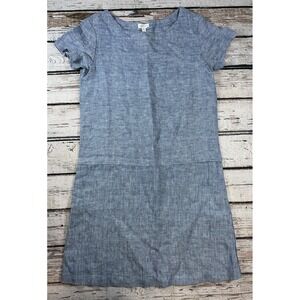 Garnet Hill Linen Chambray Shirt Dress 00 Classic Beach Cottage Short‎ Sleeve